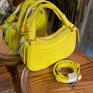 Zara Vibrant Yellow Mini Bag with Silver hardware